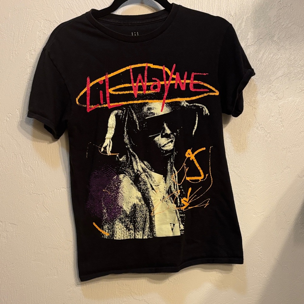 Black Graphic T-Shirt with Lil Wayne Design